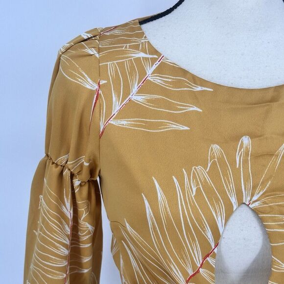 Camila Coelho Revolve Marcia Top Size Xsmall Long Sleeve Blouse Yellow $148 - Picture 6 of 13